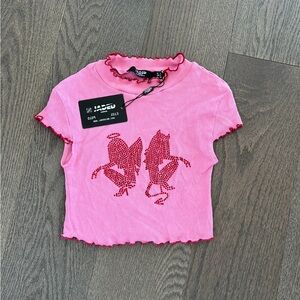 Jaded London rhinestone devil angel crop top